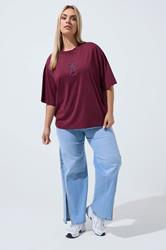 LIMITED COLLECTION Plus Size Dark Red Bow Beaded Top 1