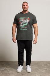 BadRhino Big & Tall Charcoal Grey Printed 'Castrol' T-Shirt | BadRhino 1