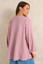 EVANS Plus Size Pink Pleat Front Long Sleeve Blouse | Evans 2