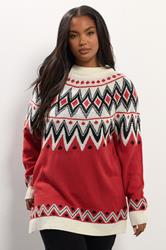 YOURS Plus Size Red Fairisle Knitted Jumper | Yours Clothing 3