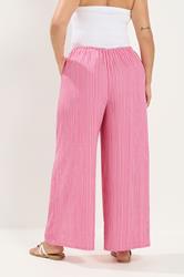 YOURS Plus Size Pink Striped Wide Leg Trousers | Yours Clothing 2