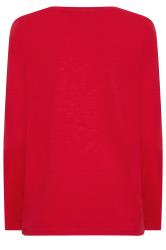 M&Co Red V-Neck Long Sleeve Cotton Blend T-Shirt | M&Co 7