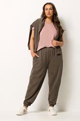 YOURS Plus Size Brown Sweatshirt Jogger & T-Shirt Set | Yours Clothing 1