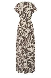 LTS Tall Chocolate Brown Abstract Shirred Waist Cotton Maxi Dress