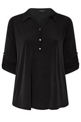 EVANS Curve Black Long Sleeve Blouse