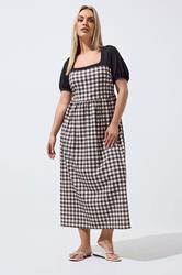 LIMITED COLLECTION Plus Size Black Contrast Gingham Dress | Yours Clothing 1