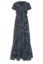 LTS Tall Navy Blue Floral Print Tie Waist Maxi Dress