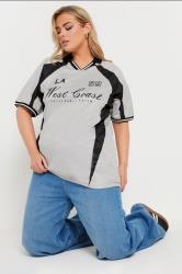 YOURS Plus Size Grey 'West Coast' Slogan Collared Top | Yours Clothing 4