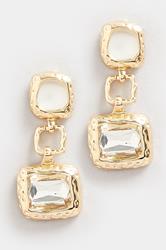Gold Tone Diamante Drop Earrings | Yours Clothing 3