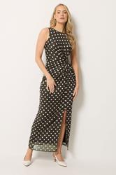 LTS Tall Women's Chocolate Brown Polka Dot Twist Maxi Dress | Long Tall Sally 3