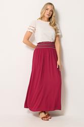LTS Tall Women's Berry Red Embroidered Waist Maxi Skirt | Long Tall Sally 3