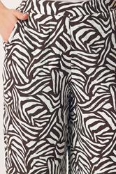 LTS Tall Women's Chocolate Brown Zebra Print Wide Leg Trousers | Long Tall Sally 4