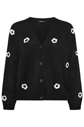 YOURS Curve Black Applique Flower Cardigan