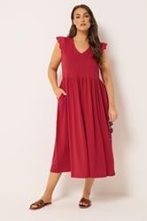YOURS Plus Size Red Broderie Sleeve Maxi Dress | Yours Clothing 3