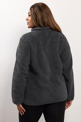 YOURS Plus Size Grey Pocket Teddy Fleece Jacket | Yours Clothing 4