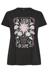 YOURS Curve Black 'Le Soleil' Graphic T-Shirt
