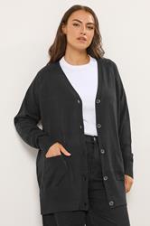 YOURS Plus Size Black Boyfriend Button Through Cardigan | Yours Clothing 3