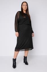 EVANS Plus Size Black Mesh Midi Skirt | Evans 2