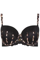 YOURS Plus Size Black Lace Leopard Trim Padded Bra | Yours Clothing 5