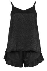 YOURS Plus Size Black Leopard Print Satin Pyjama Set | Yours Clothing 5