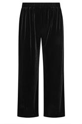 YOURS Plus Size Black Velvet Palazzo Trousers | Yours Clothing 7