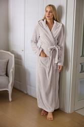 LTS Tall Stone Brown Luxury Soft Fleece Maxi Dressing Gown | Long Tall Sally 3