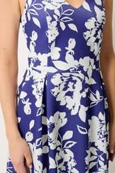 LTS Tall Women's Navy Blue Floral Pleated Midi Dress | Long Tall Sally 4