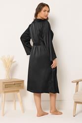 YOURS Plus Size Black Satin Robe | Yours Clothing 4
