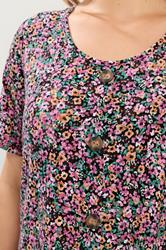YOURS Plus Size Pink Ditsy Floral Ribbed T-Shirt | Yours Clothing 4