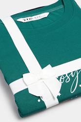YOURS Plus Size Set Green 'Cosy Sleep Club' Woodland Pyjama Gift | Yours Clothing 7