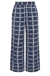 YOURS Plus Size Navy Blue Floral Check Trousers | Yours Clothing 5