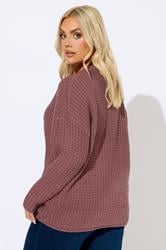 YOURS Plus Size Pink Waffle Knit Jumper | Yours Clothing 2