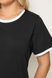 YOURS Plus Size Black Contrast Trim T-Shirt | Yours Clothing 4