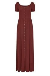 LTS Tall Maternity Rust Brown Modal Ribbed Button Maxi Dress