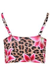 YOURS Plus Size Brown Animal Tie Bikini Top | Yours Clothing 8