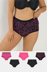 YOURSET 5 PACK Plus Size Pink Celestial Print Full Briefs | Yours Clothing 1