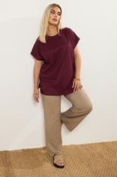 YOURS Plus Size Burgundy Red Textured Heavyweight Top | Yours Clothing 2