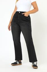 YOURS Plus Size Black Washed Barrel Leg Jeans | Yours Clothing 3