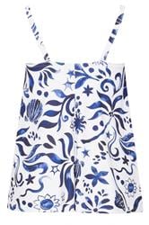 YOURS Plus Size White Abstract Floral Print Tankini Top | Yours Clothing 10