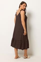 YOURS Plus Size Brown Polka Dot Tiered Midi Dress | Yours Clothing 2