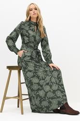LTS Tall Green Floral High Neck Tie Dress | Long Tall Sally 1