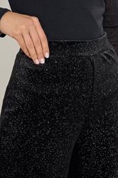 LTS Tall Black Velvet Glitter Wide Leg Trousers | Long Tall Sally  4