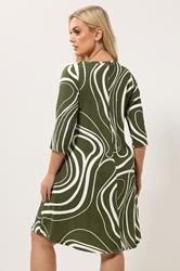 YOURS Plus Size Green Abstract Swirl Tunic Dress | Yours Clothing 2