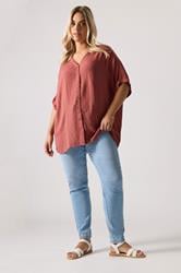 YOURS Curve Rust Orange Textured Dobby Blouse | Yours Clothing 2