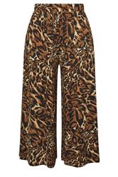 YOURS Plus Size Brown Animal Print Wide Leg Cropped Trousers | Yours Clothing 5