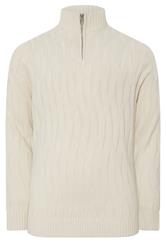 BadRhino Big & Tall Marshmallow Cream Cable Knit Quarter Zip Jumper | BadRhino 1
