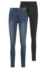 LTS Tall Women's 2 PACK Mid Blue & Black Skinny Jeans | Long Tall Sally 3