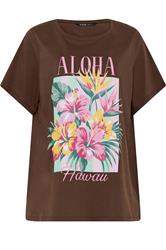 YOURS Plus Size Brown 'Aloha Hawaii' Graphic T-Shirt | Yours Clothing 5