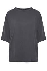 YOURS Plus Size Charcoal Grey Oversized Boxy T-Shirt | Yours Clothing 5