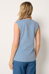 LTS Tall Women's Blue Striped Cotton Waistcoat | Long Tall Sally 4